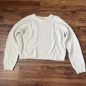 Sunday Best Aritzia Peggy Sweater Cable Knit Crop Women Large Fisherman Wool